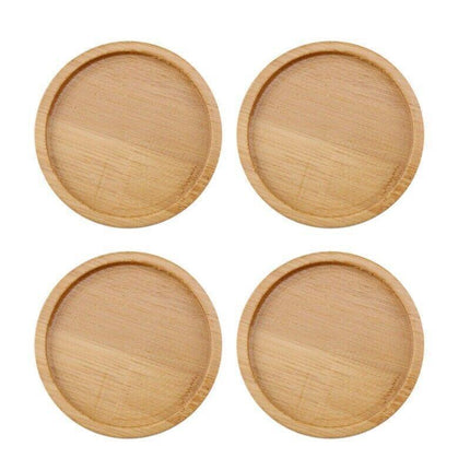 4x Round Bamboo Wooden Coaster Tea Coffee Drink Holders Pallet Beverage Mat Pad.