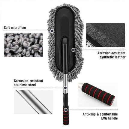 Car Wash Duster Brush Microfiber Telescopic Cleaning Tool for Vehicle Detailing.