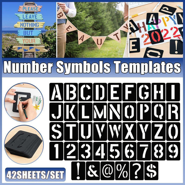 DIY Black Plastic Numerical Letter Symbol Inkjet Template for Wall Furniture.