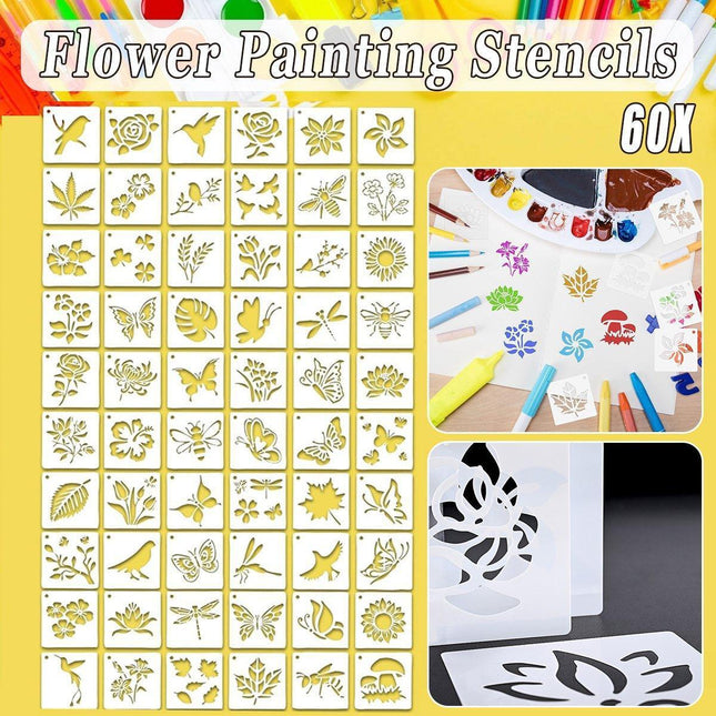 60X Flower Painting Stencils on Wood Canvas Reusable Stencil Art Template Fabric.