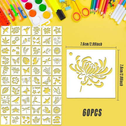 60X Flower Painting Stencils on Wood Canvas Reusable Stencil Art Template Fabric.