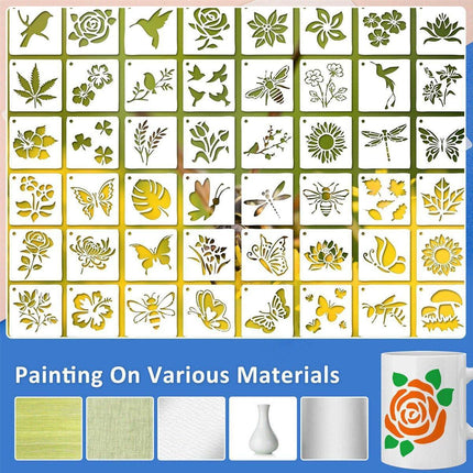 60X Flower Painting Stencils on Wood Canvas Reusable Stencil Art Template Fabric.