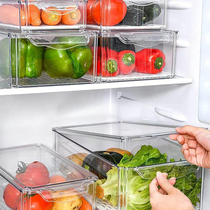10PCS Clear PET Refrigerator Storage Box Food Grade Fruit Freezer Organizer Set.
