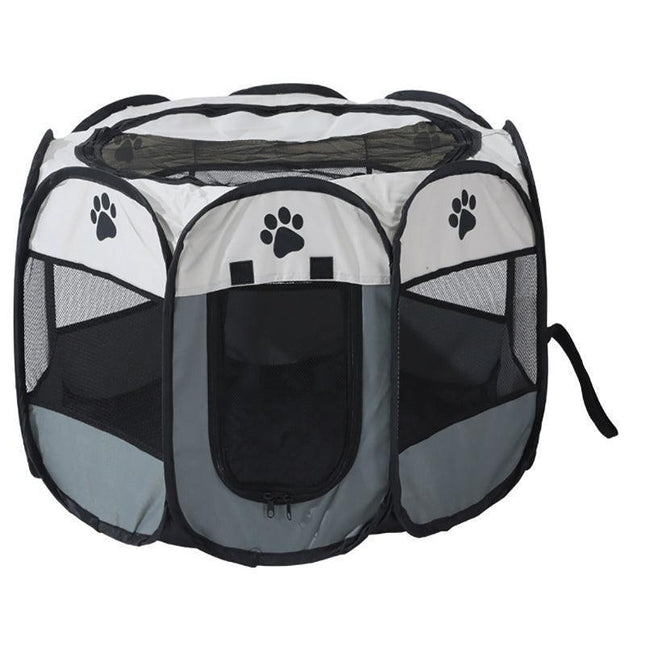 8 Panel Pet Tent Playpen Dog Cat Play Pen Bags Kennel Portable Puppy Crate - L (91X91X58CM).
