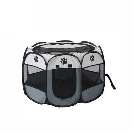 8 Panel Pet Tent Playpen Dog Cat Play Pen Bags Kennel Portable Puppy Crate - L (91X91X58CM).