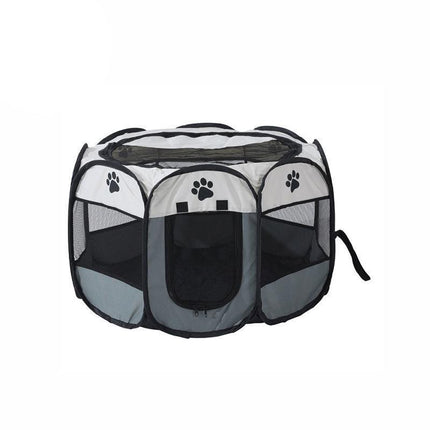 8 Panel Pet Tent Playpen Dog Cat Play Pen Bags Kennel Portable Puppy Crate - L (91X91X58CM).