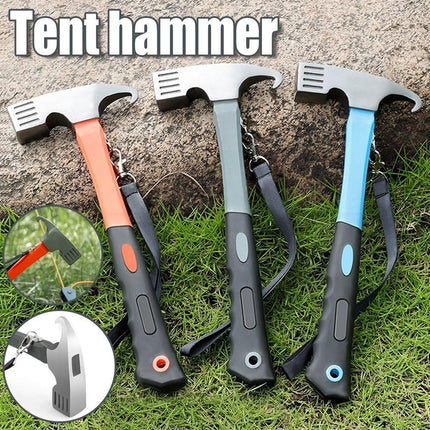 Outdoor Camping Hammer Tent Stake Puller Ground Hammer Heavy Duty Camping Tool - Orange.