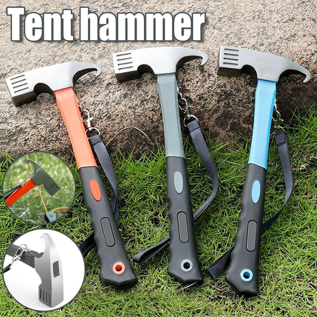 Outdoor Camping Hammer Tent Stake Puller Ground Hammer Heavy Duty Camping Tool - Orange.