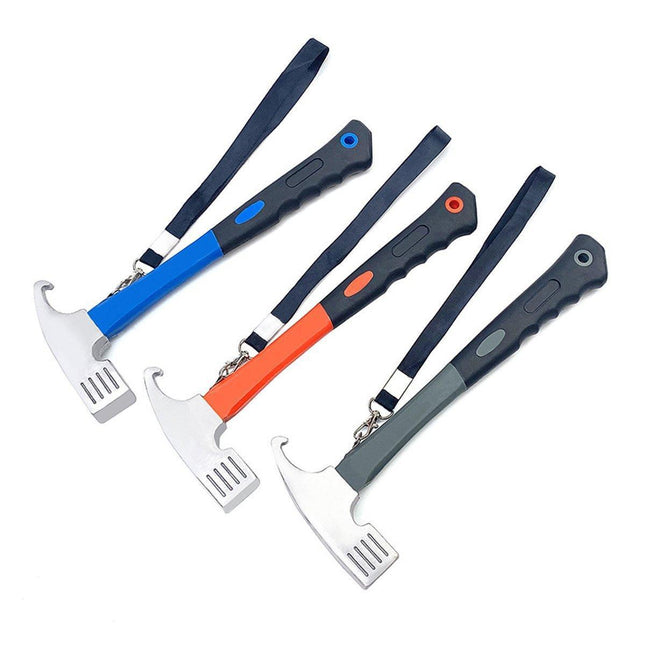 Outdoor Camping Hammer Tent Stake Puller Ground Hammer Heavy Duty Camping Tool - Orange.