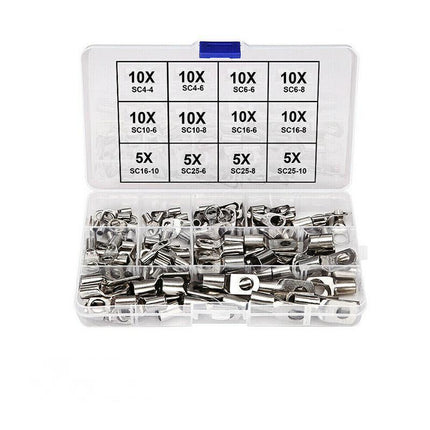 240Pcs 4WD Cable Lug Ring Battery Copper Tube Connector Kits Terminal Crimper - 100X SC6-SC25 Cable Lug Kits+Heat Shrink Tube.