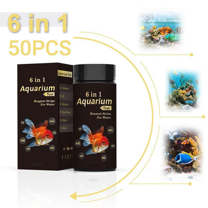 50pcs 6in1 Water Quality Test Strip for Fish Tank Aquarium Pool Accurate Testing.