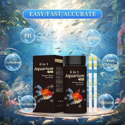 50pcs 6in1 Water Quality Test Strip for Fish Tank Aquarium Pool Accurate Testing.