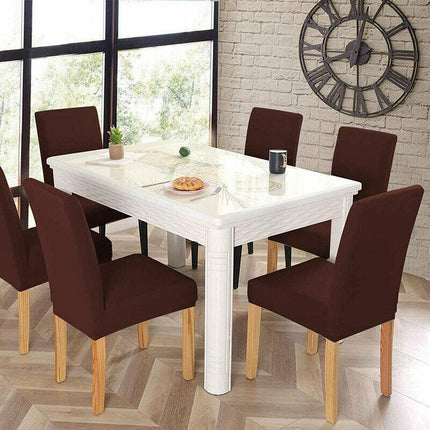 6X Stretch Chair Cover Seat Covers Spandex Washable Banquet Wedding Party Decora - Brown.