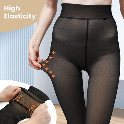 Womens Thermal Lined Translucent Pantyhose Winter Warm Fleece Tights Stockings - Coffee-85g.