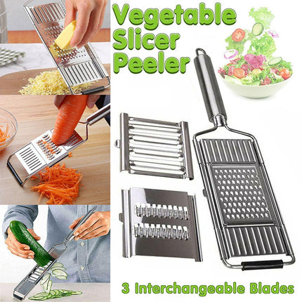 Multi-Purpose Vegetable Slicer Peeler Stainless Steel Grater Shredder Cutter.