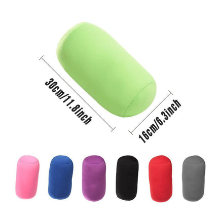 Solid Color Cylindrical Foam Particle Pillow Multi-Functional Neck Waist Support - Blue.