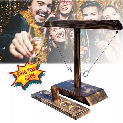 Wooden Hook And Ring Toss Game With Shot Ladder Table Toy Party Indoor/Outdoor.