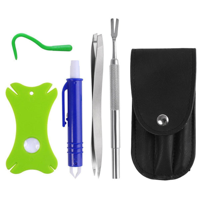5PCS Pet Flea Tick Removal Tool Set Dog Cat Lice Fork Tweezers Kit Silver Hook.
