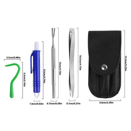 5PCS Pet Flea Tick Removal Tool Set Dog Cat Lice Fork Tweezers Kit Silver Hook.