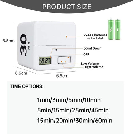Cubic Timer for Students Time Management Study Exercise Reminder Tool Adjustable - 1-3-5-10.