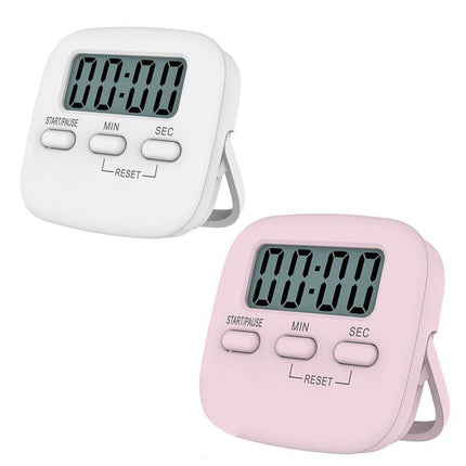 Digital Kitchen Timer 99 Minute Countdown Clock With LCD Display and Metal Mount - White.