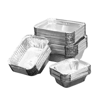 125PCS Disposable Quadrate Tin Foil Pans Oven Grill Safe Non-Stick Baking Trays - 125pcs-600ml.