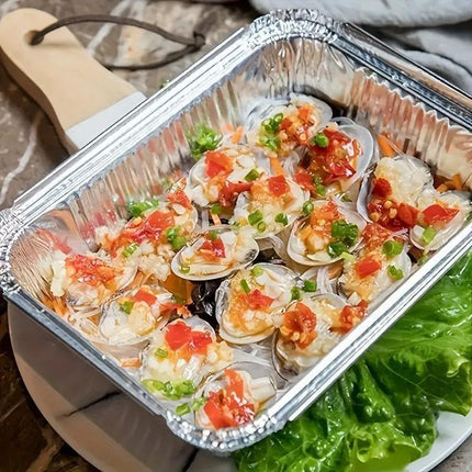 125PCS Disposable Quadrate Tin Foil Pans Oven Grill Safe Non-Stick Baking Trays - 125pcs-600ml.