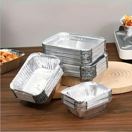 125PCS Disposable Quadrate Tin Foil Pans Oven Grill Safe Non-Stick Baking Trays - 125pcs-600ml.