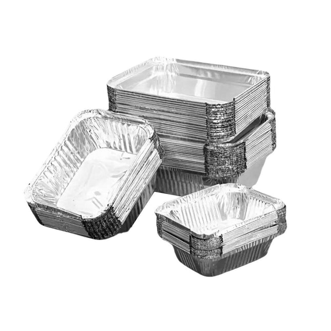 125PCS Disposable Quadrate Tin Foil Pans Oven Grill Safe Non-Stick Baking Trays - 125pcs-850ml.