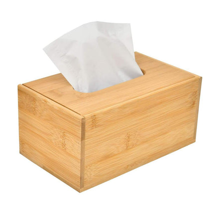 Bamboo Tissue Box Wooden Cover Dispenser Holder Storage Case for Home and Office.