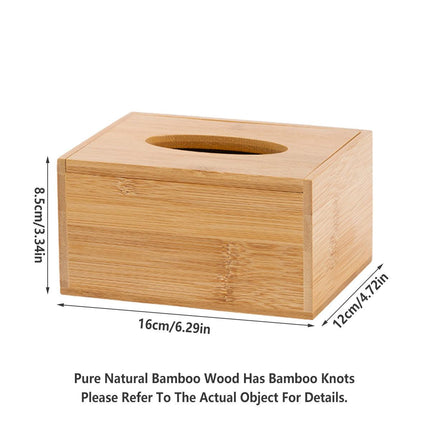 Bamboo Tissue Box Wooden Cover Dispenser Holder Storage Case for Home and Office.