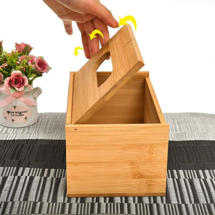 Bamboo Tissue Box Wooden Cover Dispenser Holder Storage Case for Home and Office.
