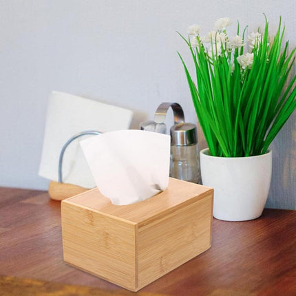 Bamboo Tissue Box Wooden Cover Dispenser Holder Storage Case for Home and Office.