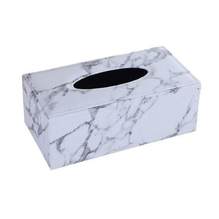High-End PU Leather Tissue Box Holder for Hotel Home Office Decor Elegant Design - Black Woven Pattern.