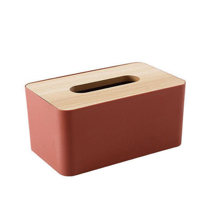 Wooden Lid Tissue Storage Box Dispenser for Napkins Desk Paper Holder Organiser - Blue.