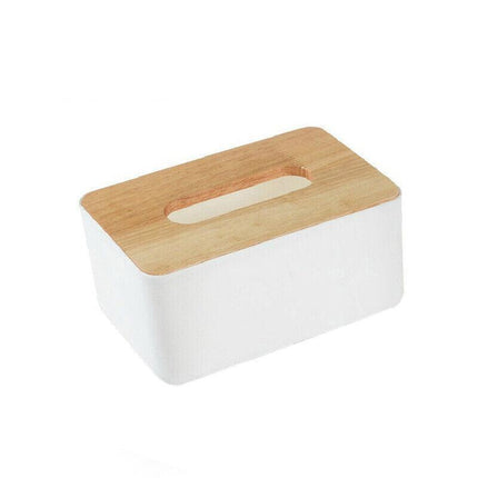 Wooden Lid Tissue Storage Box Dispenser for Napkins Desk Paper Holder Organiser - Pink.