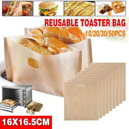 10-50Pcs Reusable Gluten-Free Toaster Bags for Sandwich Toasting - 10PCS.