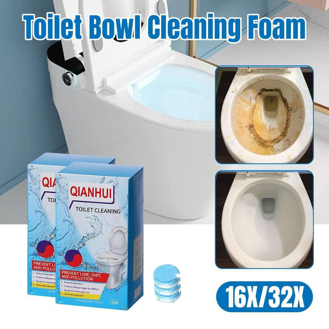 16/32pcs Effervescent Toilet Cleaning Tablets Descaling Deodorizing Odor Free - 2 boxes.
