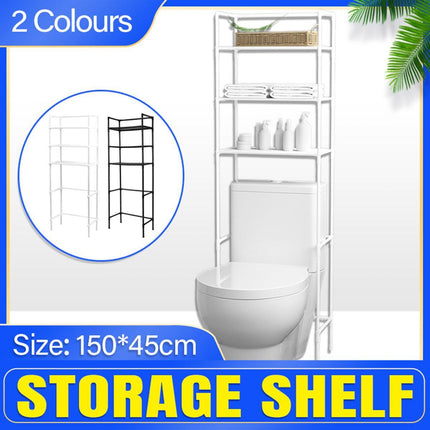 Bathroom Rack Over Toilet Washing Machine Shelf Storage Organizer Stand Unit - Black.
