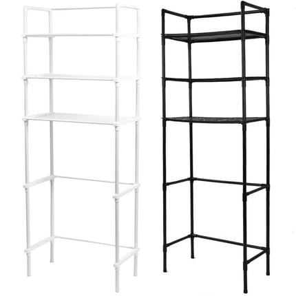 Bathroom Rack Over Toilet Washing Machine Shelf Storage Organizer Stand Unit - Black.
