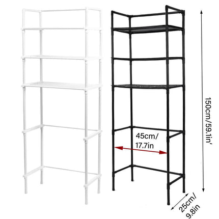 Bathroom Rack Over Toilet Washing Machine Shelf Storage Organizer Stand Unit - Black.