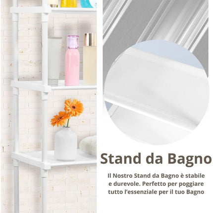 Bathroom Rack Over Toilet Washing Machine Shelf Storage Organizer Stand Unit - Black.