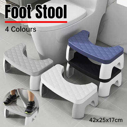 Toilet Stool Anti-Slip Bathroom Footstool for Home Use with Stable Support Design - White.