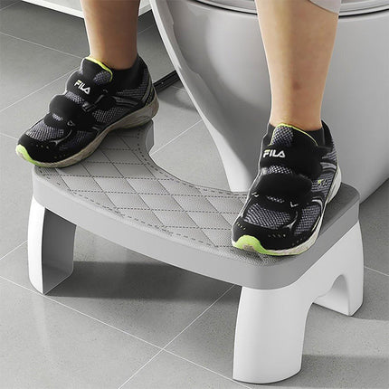 Toilet Stool Anti-Slip Bathroom Footstool for Home Use with Stable Support Design - White.