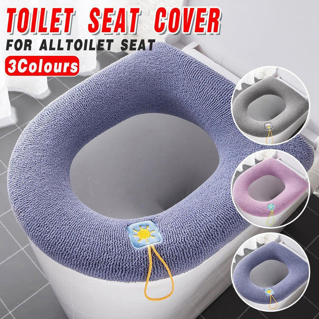 Soft Toilet Seat Bathroom Washable Warmer Cushion Mat Cover Pad Hook New Lid  Au - Grey.