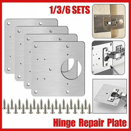 Hinge Repair Plate Rust Resistant Steel Furniture Cupboard Repair Mount Tool - 1SET.