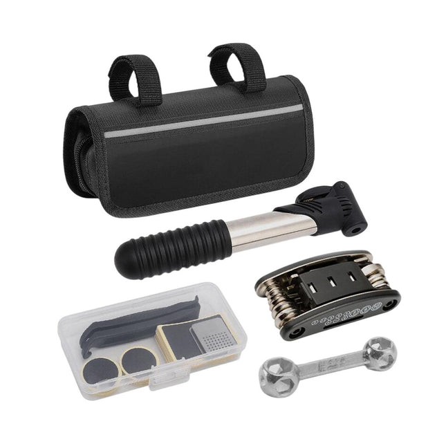 Bicycle Repair Kit with Tire Levers Patch Kit Pump Multi Tool for Mountain Bike.
