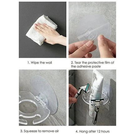 Toothbrush Holder Wall Mount Sucker Bathroom Suction Cup Toothpaste Storage Rack - Purple.