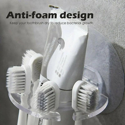 Toothbrush Holder Wall Mount Sucker Bathroom Suction Cup Toothpaste Storage Rack - Purple.