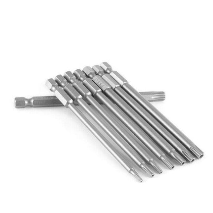 8PCS T8 to T40 Torx Screwdriver Bit Set 100mm S2 Steel Hex Tip Head.